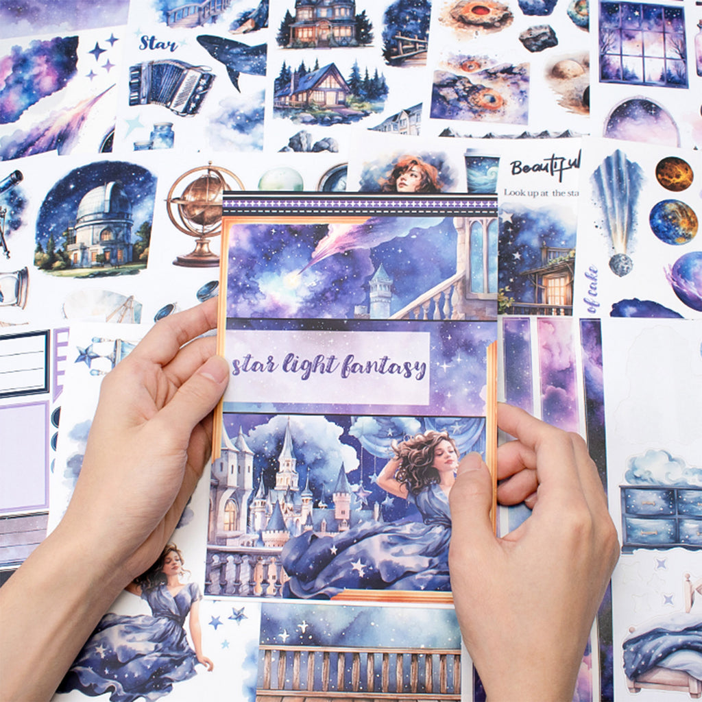 Star Light Fantasy - Collage Stickers | Celestial Kiss Cut Matte PET (20 Sheets)