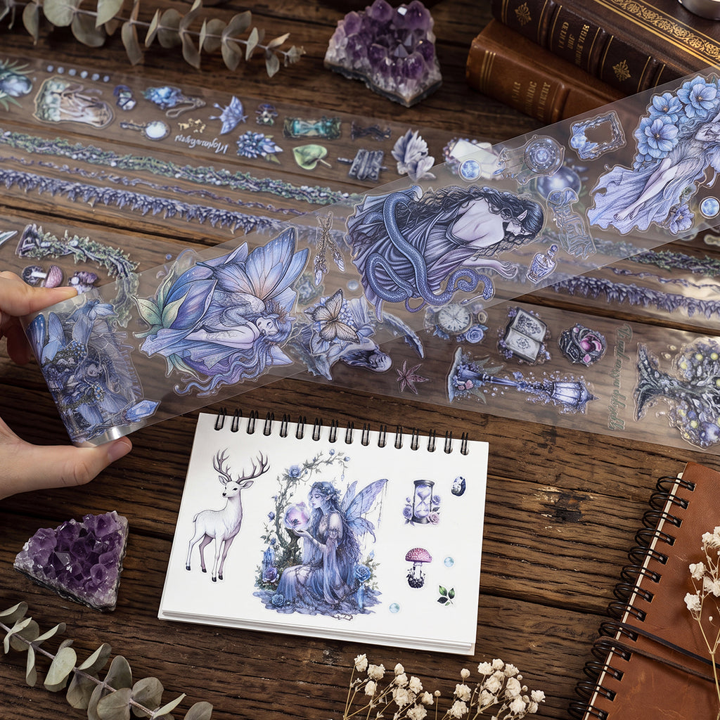 Purple Forest Dream Dark Fantasy Elf & Botanical Glossy PET Tape Set