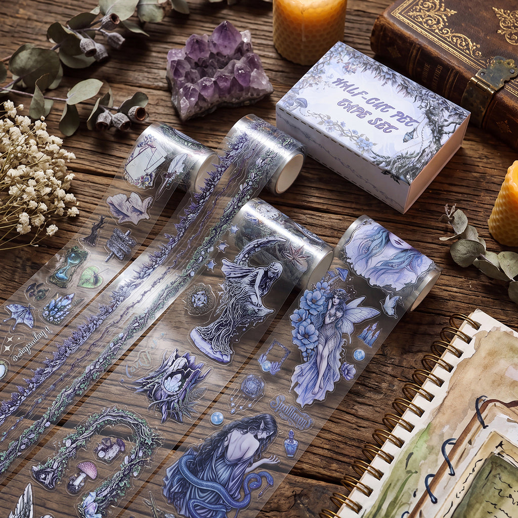 Purple Forest Dream Dark Fantasy Elf & Botanical Glossy PET Tape Set