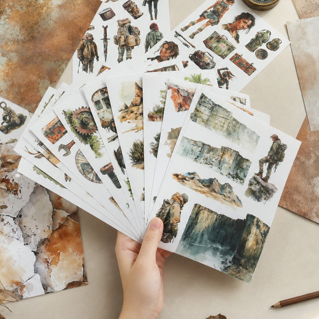 Ruin Fragment Book - Collage Stickers | Grunge Kiss Cut Matte PET (24 Sheets)