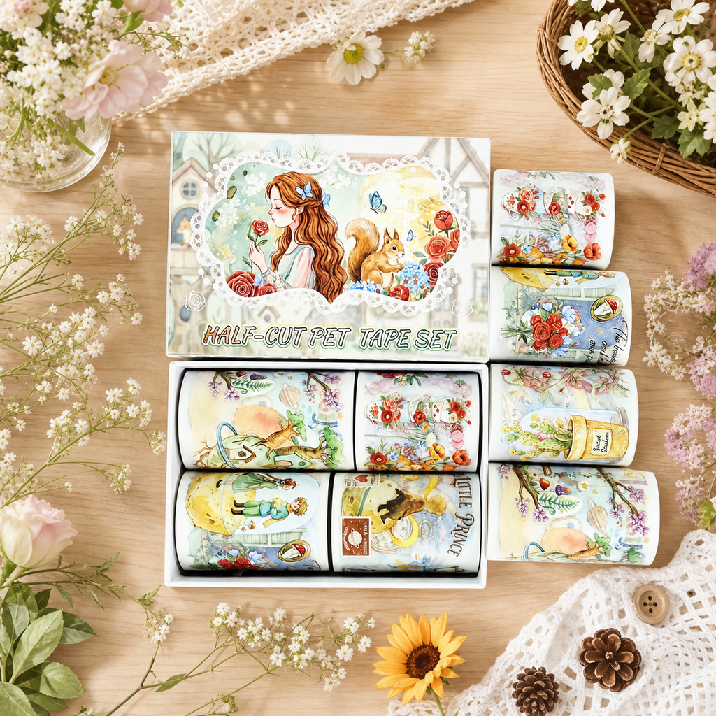 Rose and Prince Fairy Tale Fantasy Character & Botanical Matte PET Tape Set