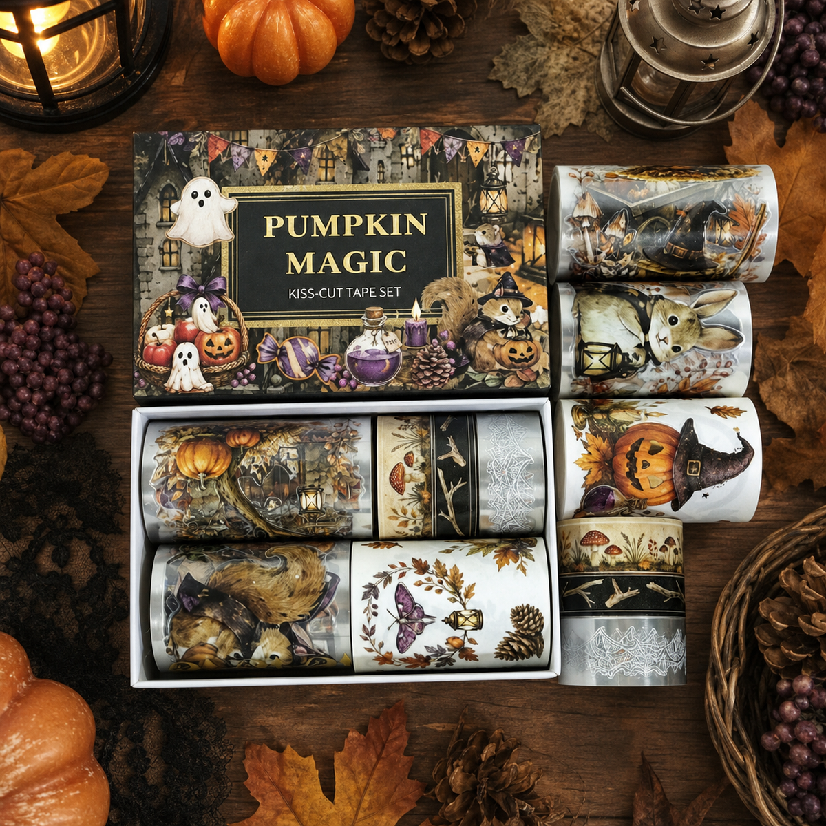 Forest Halloween Fantasy Vintage Kiss-Cut PET & Washi Tape Set