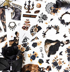 The Mysterious Black Junk Journal Stickers | Gothic Kiss Cut Matte PET (20 Sheets)