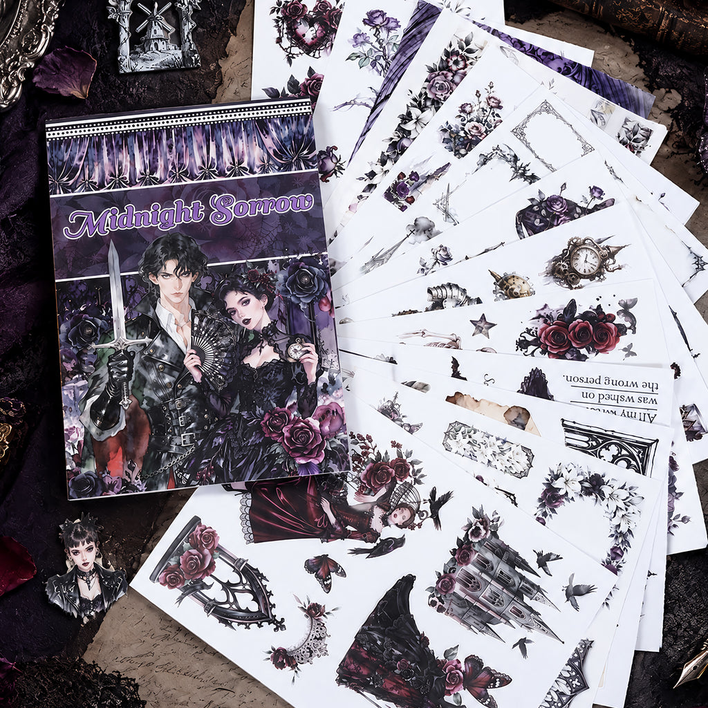 Gothic Rose Manor - Junk Journal Stickers | Gothic Kiss Cut Matte PET (24 Sheets)