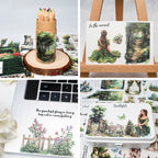 Forest Green Wilderness Junk Journal Stickers | Dark Academia Kiss Cut Matte PET (20 Sheets)
