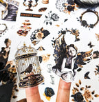 The Mysterious Black Junk Journal Stickers | Gothic Kiss Cut Matte PET (20 Sheets)