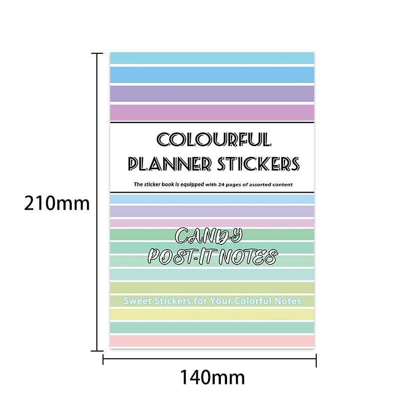 Candy Sticky Notes - Bullet Journal Stickers | Aesthetic Kiss Cut Writeable Paper (24 Sheets)