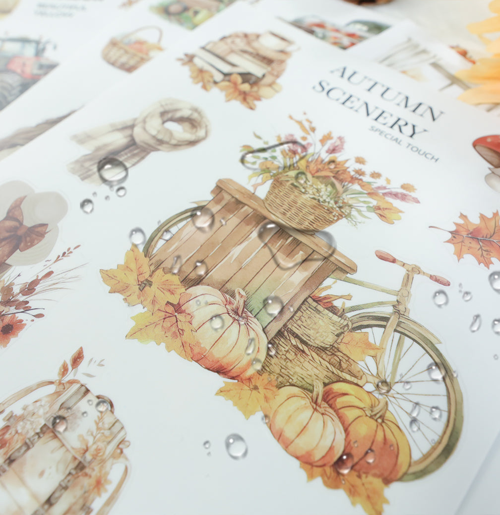 The Falling Leaves - Junk Journal Stickers | Rustic Kiss Cut Matte PET (20 Sheets)