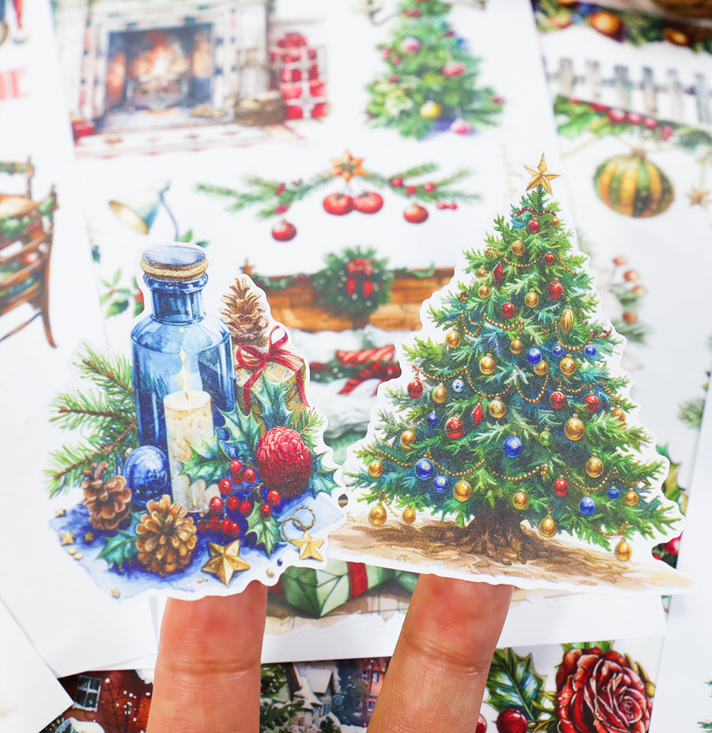 Christmas Wishes - Junk Journal Stickers | Cozy Kiss Cut Matte PET (20 Sheets)