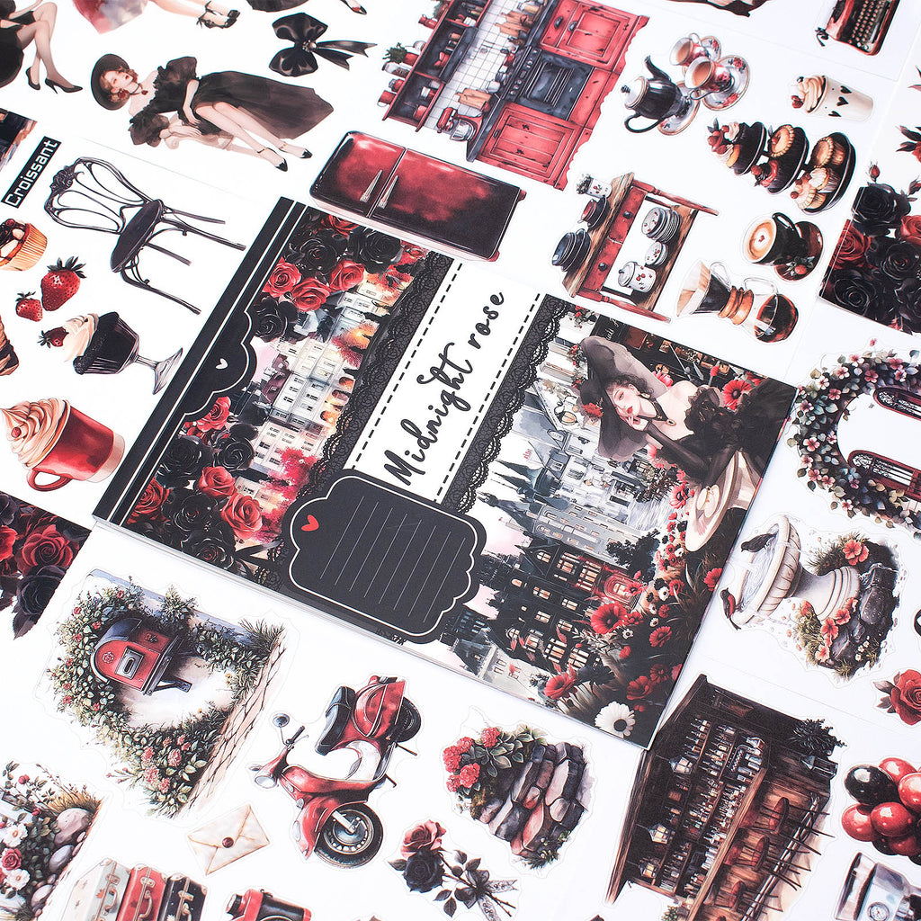 Midnight Rose · PET & Washi · Sticker & Paper Kit