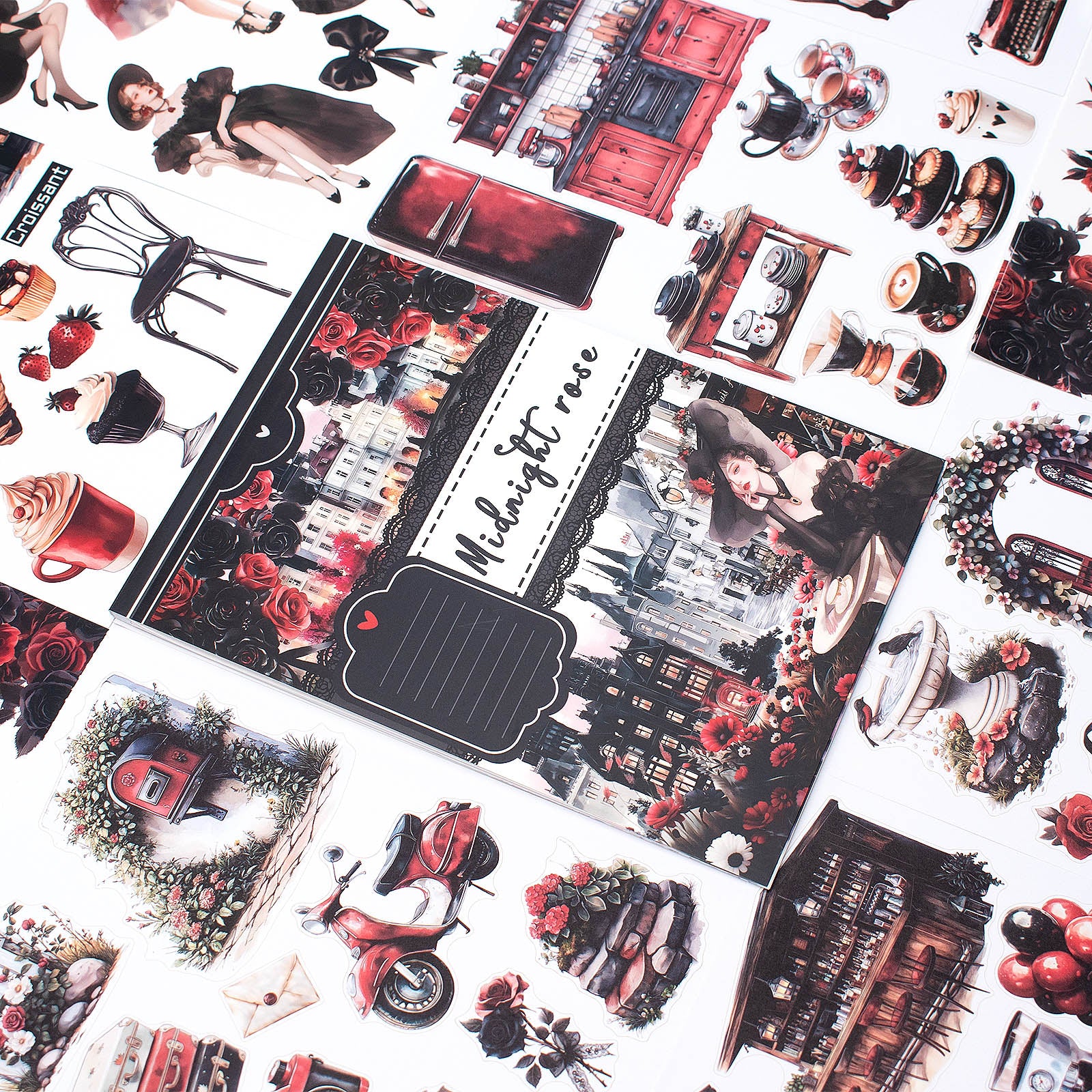 Midnight Rose · PET & Washi · Sticker & Paper Kit