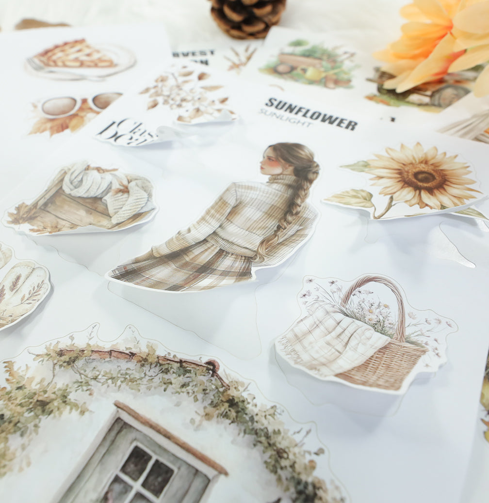 The Falling Leaves - Junk Journal Stickers | Rustic Kiss Cut Matte PET (20 Sheets)