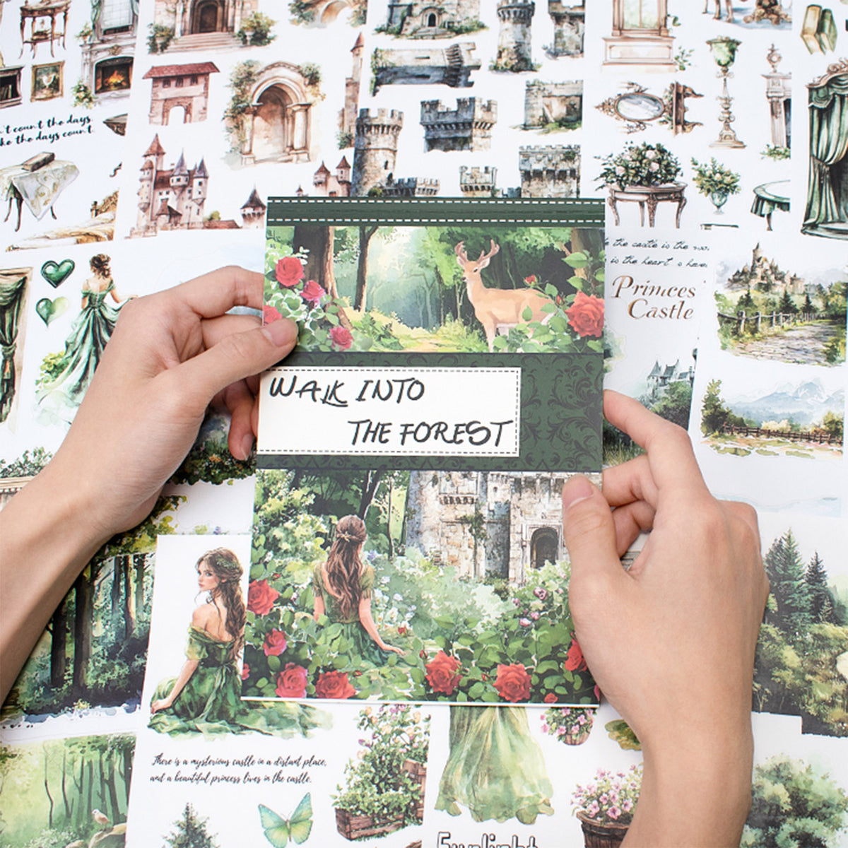 Forest Green Wilderness Junk Journal Stickers | Dark Academia Kiss Cut Matte PET (20 Sheets)