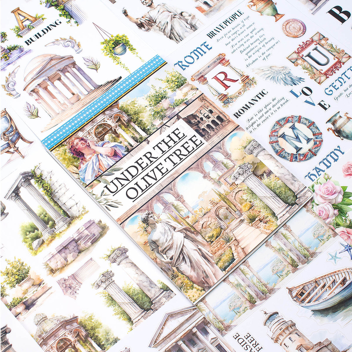 Under The Olive Tree - Junk Journal Stickers | Roman Kiss Cut Matte PET (20 Sheets)