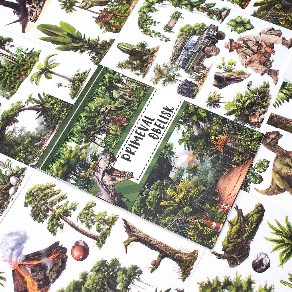 Primeval Obelisk - Junk Journal Stickers | Vintage Kiss Cut Matte PET (20 Sheets)