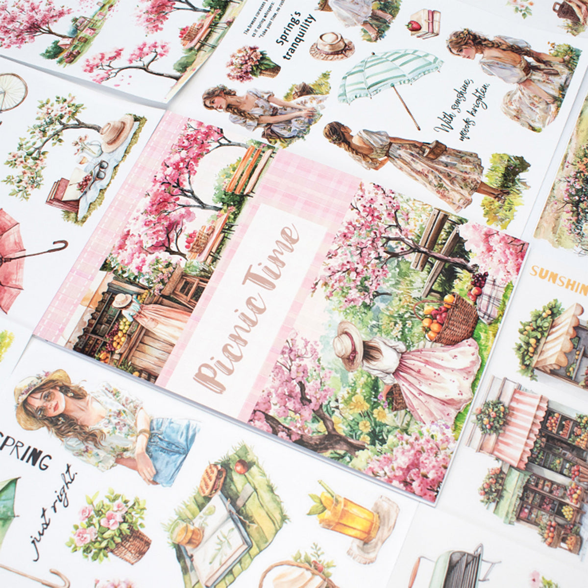 Picnic Time - Collage Stickers | Romantic Kiss Cut Matte PET (20 Sheets)