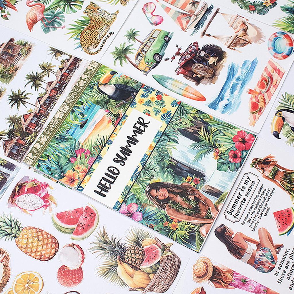 Hello Summer - Sticker Sheets | Tropical Kiss Cut Matte PET (20 Sheets)
