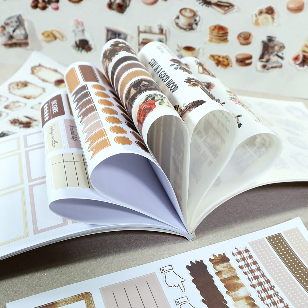 Coffee Routine - Functional Planner Stickers | Vintage Special Oil Washi Paper (24 Sheets)