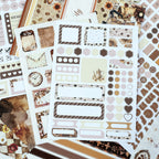Coffee Routine - Functional Planner Stickers | Vintage Special Oil Washi Paper (24 Sheets)