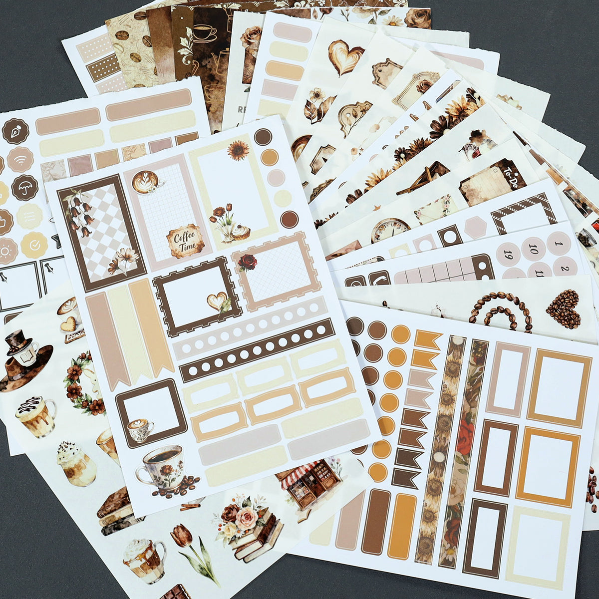Coffee Routine - Functional Planner Stickers | Vintage Special Oil Washi Paper (24 Sheets)