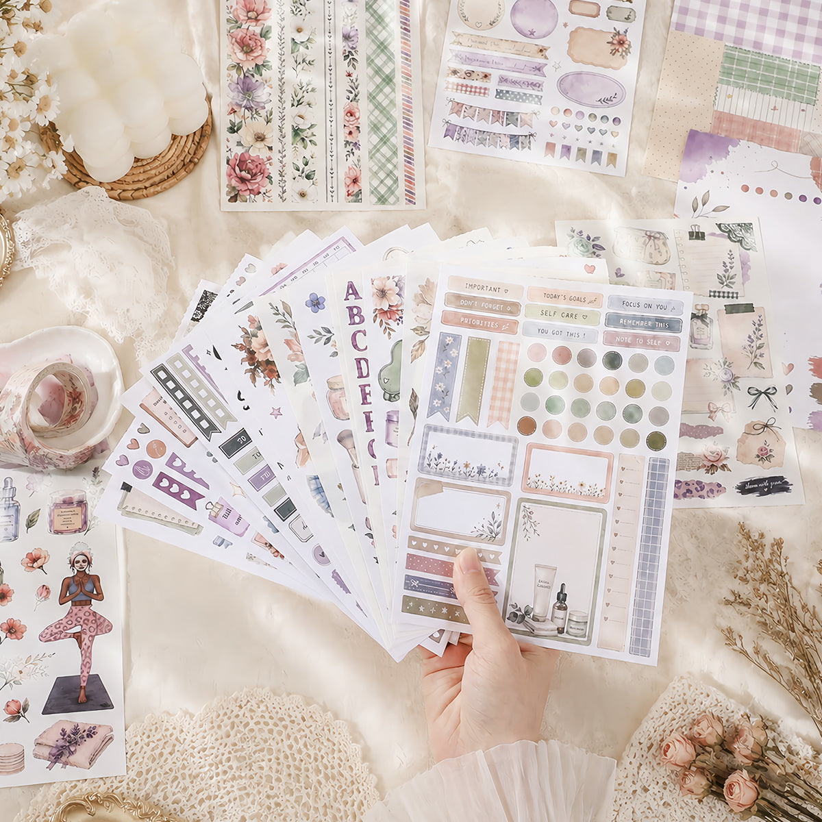 Beautiful Skin - Planner Stickers | Aesthetic Special Gloss Matte PET (24 Sheets)