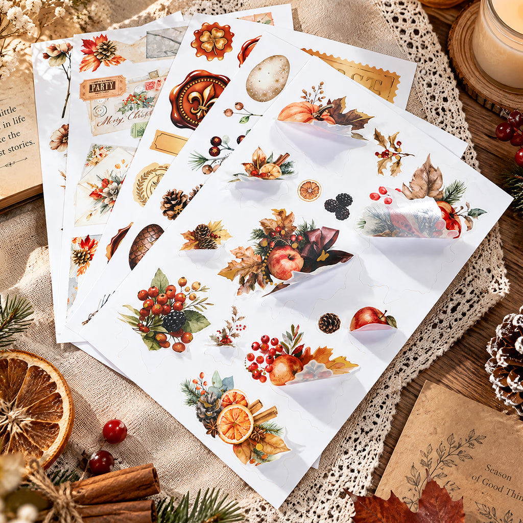 Memories Of Autumn - Ephemera Stickers | Vintage Gold Foil Washi Paper (20 Sheets)