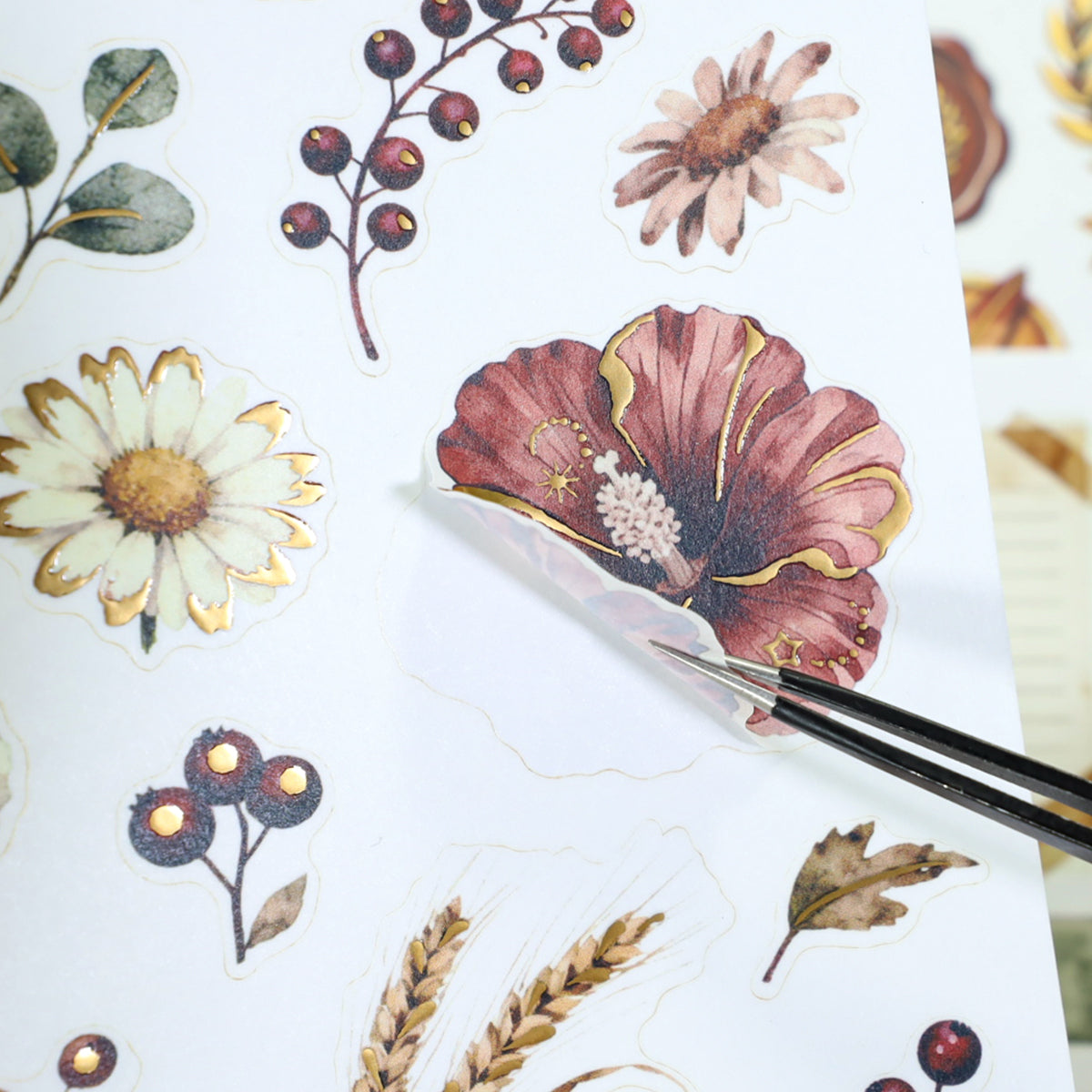 Memories Of Autumn - Ephemera Stickers | Vintage Gold Foil Washi Paper (20 Sheets)