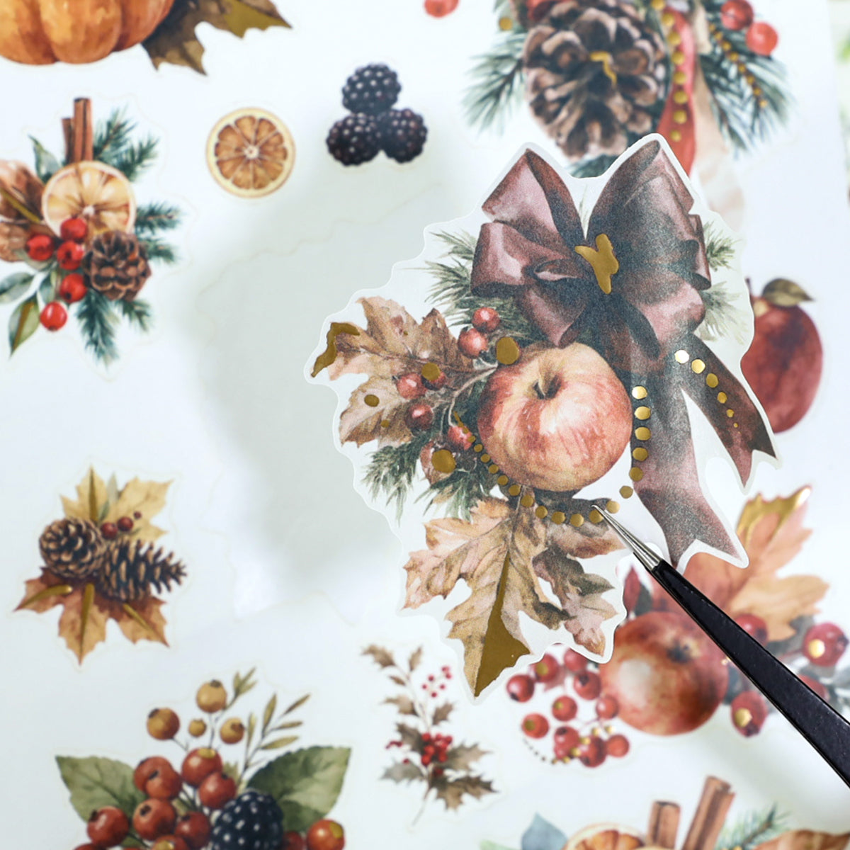 Memories Of Autumn - Ephemera Stickers | Vintage Gold Foil Washi Paper (20 Sheets)