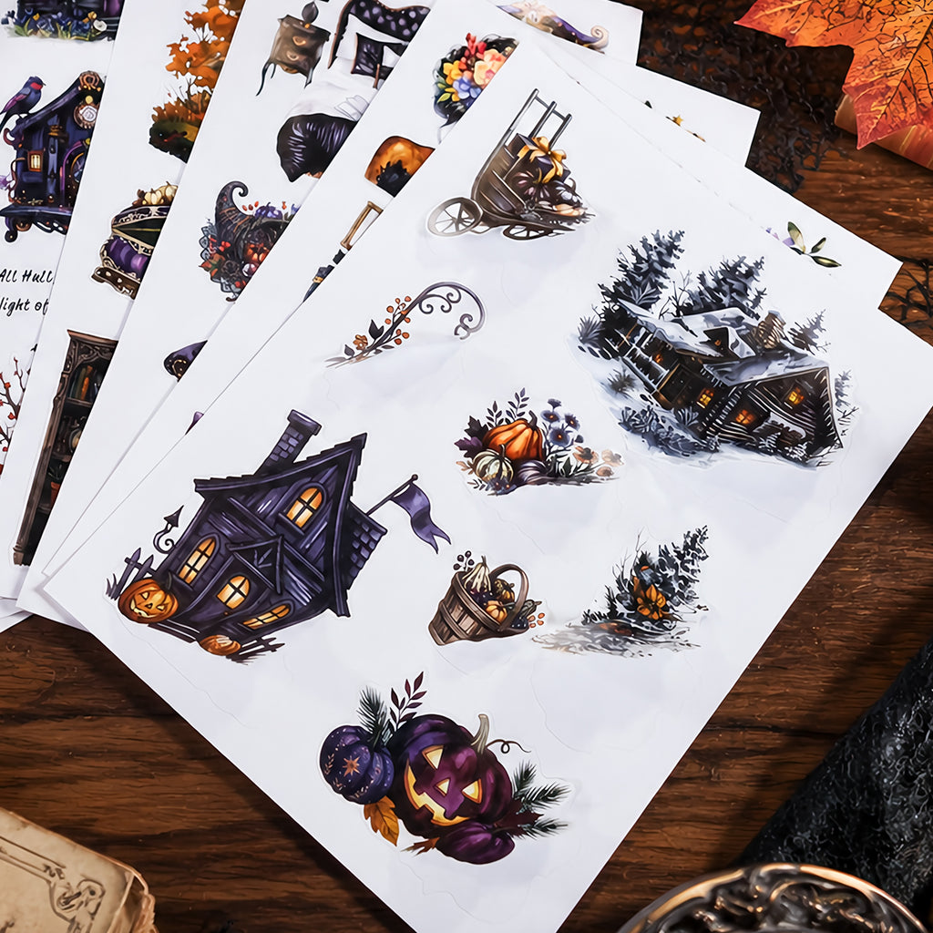 The Witch's Manor - Junk Journal Stickers | Witchy Kiss Cut Matte PET (24 Sheets)