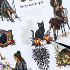 The Witch's Manor - Junk Journal Stickers | Witchy Kiss Cut Matte PET (24 Sheets)