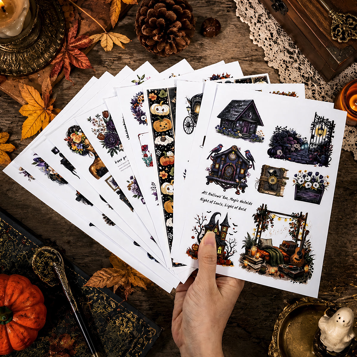 The Witch's Manor - Junk Journal Stickers | Witchy Kiss Cut Matte PET (24 Sheets)