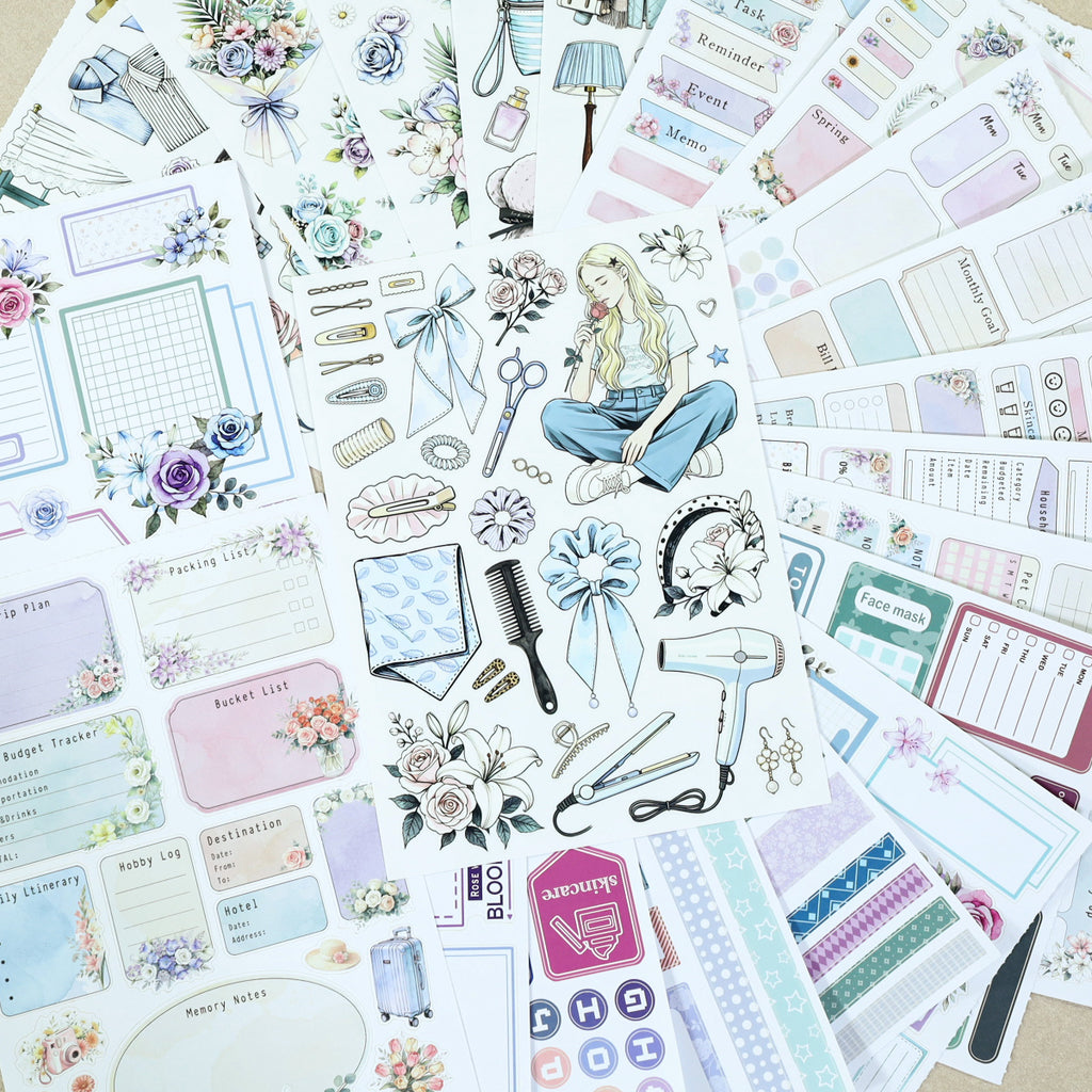 Beauty Diary - Planner Sticker Book | Pastel Kiss Cut Matte PET (24 Sheets)