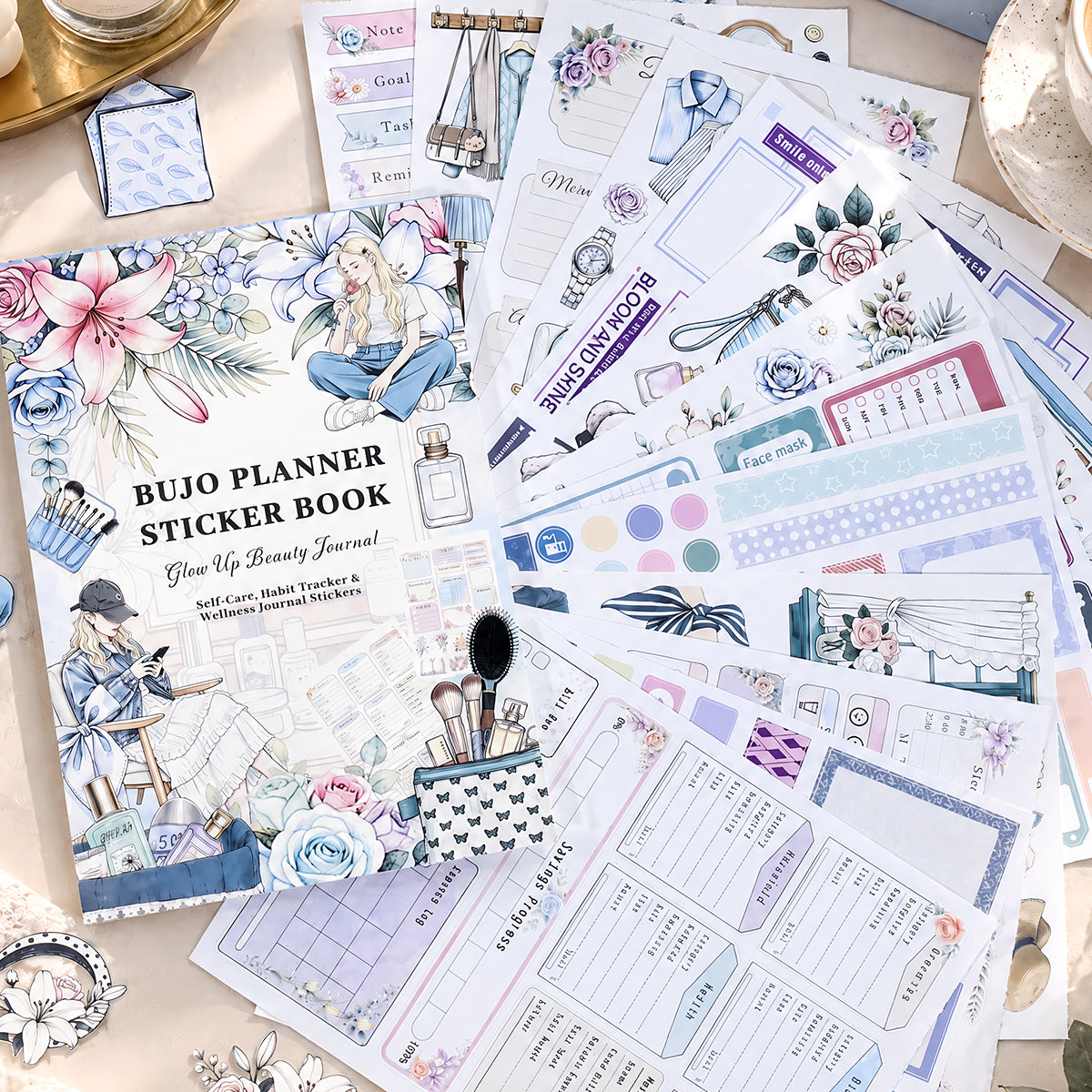 Beauty Diary - Planner Sticker Book | Pastel Kiss Cut Matte PET (24 Sheets)