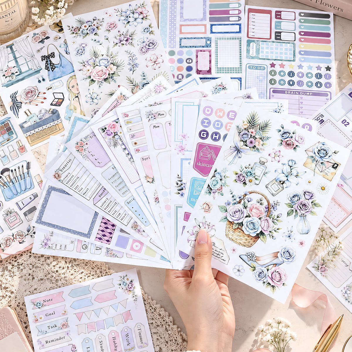 Beauty Diary - Planner Sticker Book | Pastel Kiss Cut Matte PET (24 Sheets)