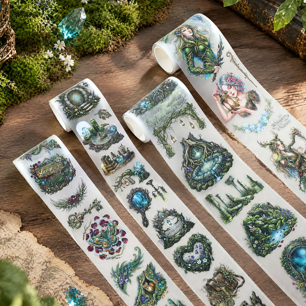 Fantasy Forest Realm - PET Tapes | Whimsical Shell Gold Die Cut (4 Rolls)