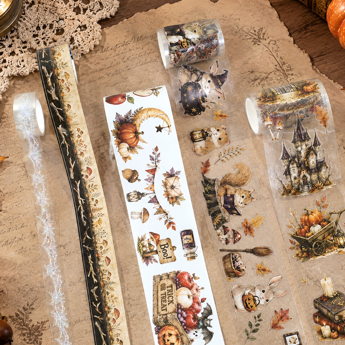 Forest Halloween Fantasy Vintage Kiss-Cut PET & Washi Tape Set
