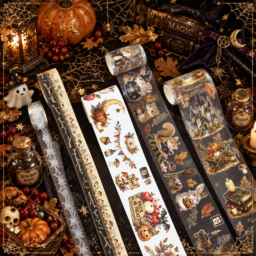 Forest Halloween Fantasy Vintage Kiss-Cut PET & Washi Tape Set