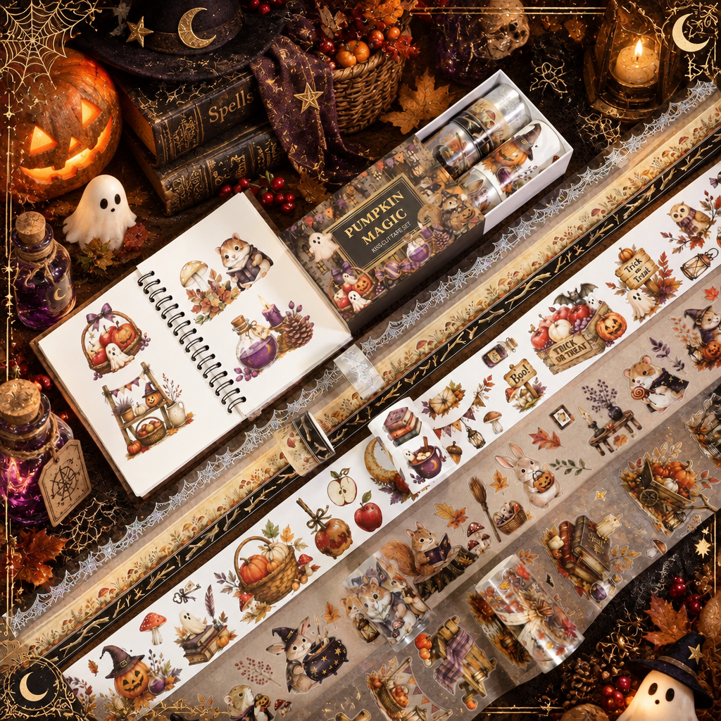Forest Halloween Fantasy Vintage Kiss-Cut PET & Washi Tape Set