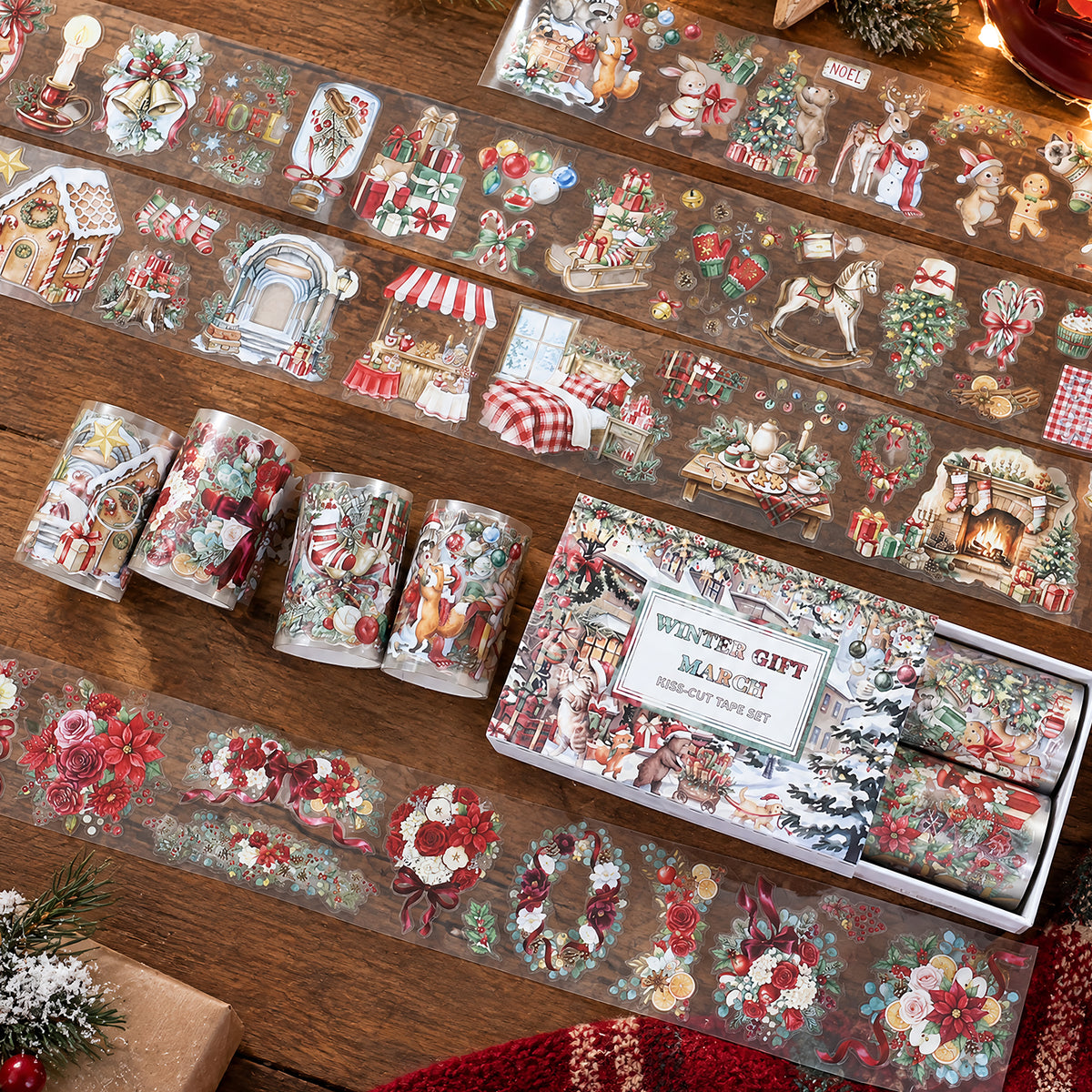 Christmas In The Snow - Masking Tapes | Whimsical Shell Gold Crystal Ink (4 Rolls)