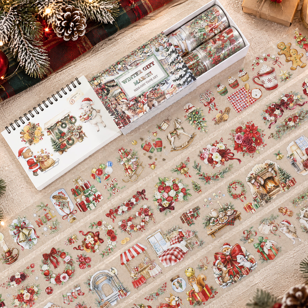 Christmas In The Snow - Masking Tapes | Whimsical Shell Gold Crystal Ink (4 Rolls)