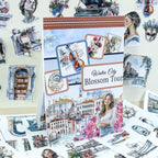 Water City Blossom Walk - Collage Stickers | Romantic Kiss Cut Matte PET (20 Sheets)