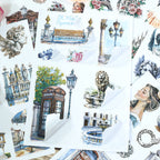 Water City Blossom Walk - Collage Stickers | Romantic Kiss Cut Matte PET (20 Sheets)