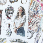 Water City Blossom Walk - Collage Stickers | Romantic Kiss Cut Matte PET (20 Sheets)