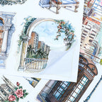 Water City Blossom Walk - Collage Stickers | Romantic Kiss Cut Matte PET (20 Sheets)