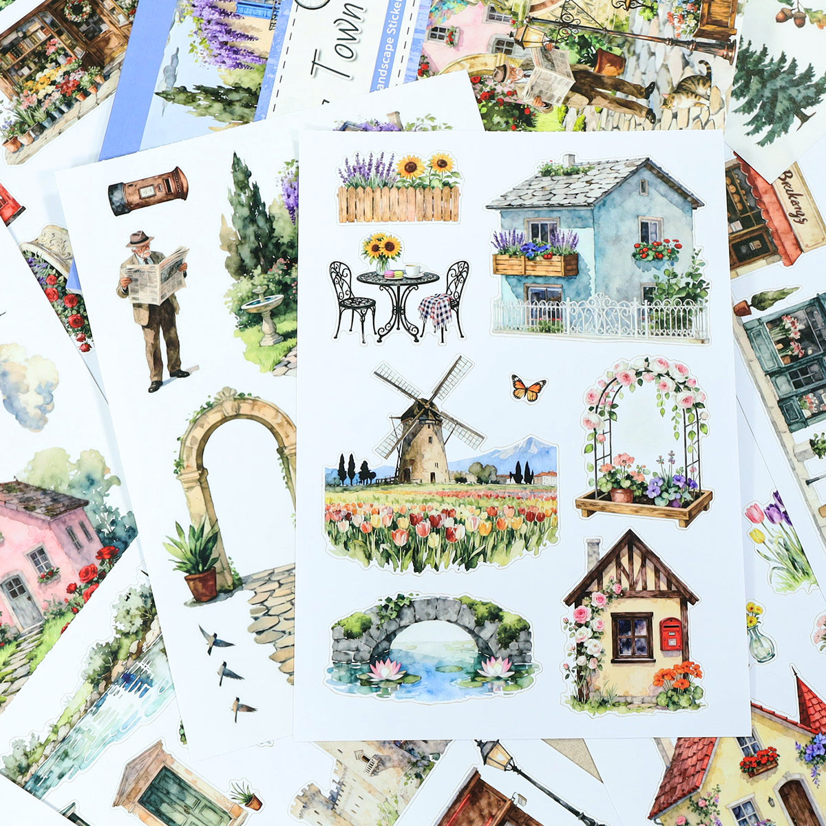 Charming Town - Junk Journal Stickers | Cottagecore Kiss Cut Matte PET (20 Sheets)