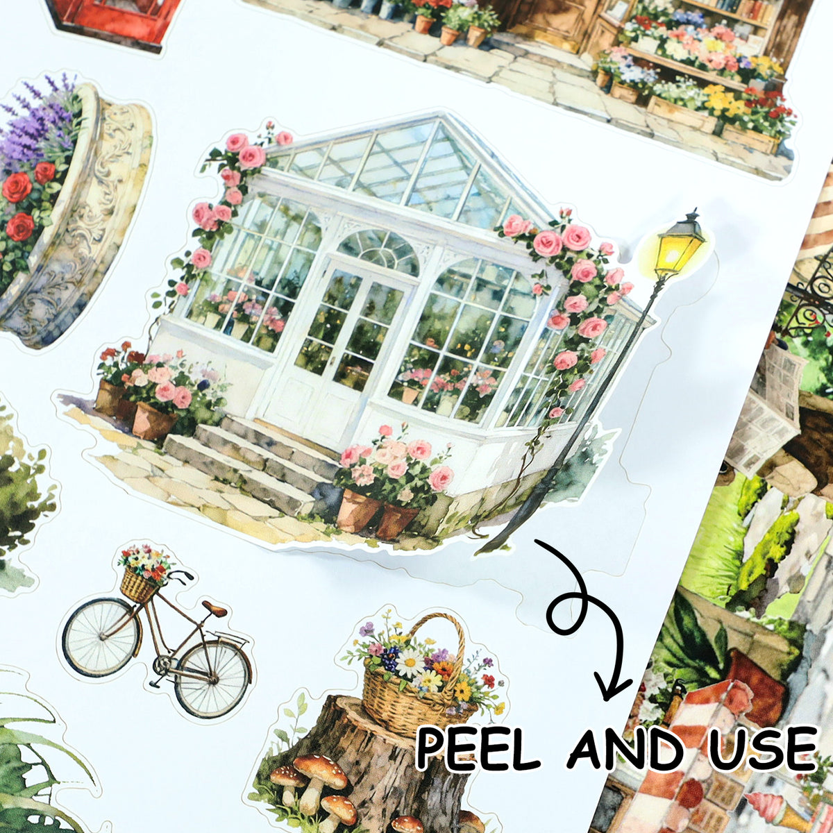 Charming Town - Junk Journal Stickers | Cottagecore Kiss Cut Matte PET (20 Sheets)
