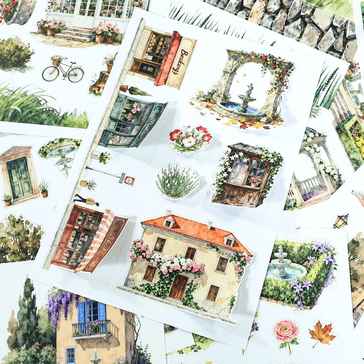 Charming Town - Junk Journal Stickers | Cottagecore Kiss Cut Matte PET (20 Sheets)