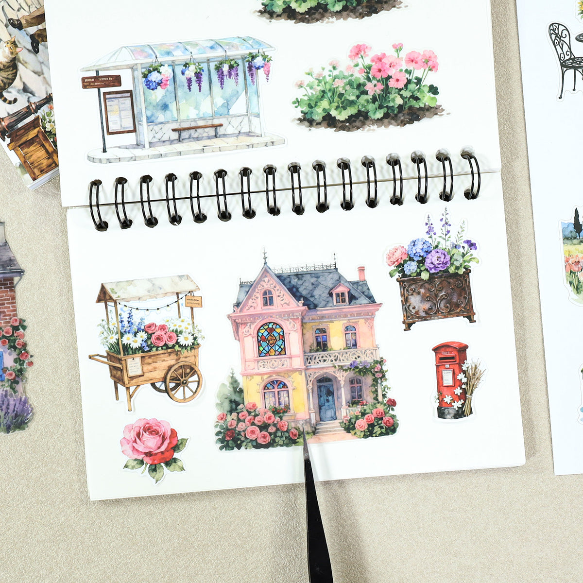 Charming Town - Junk Journal Stickers | Cottagecore Kiss Cut Matte PET (20 Sheets)