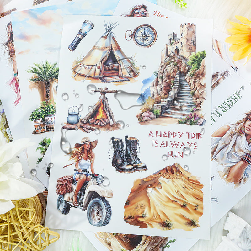 Desert Journey - Collage Stickers | Vintage Kiss Cut Matte PET (20 Sheets)