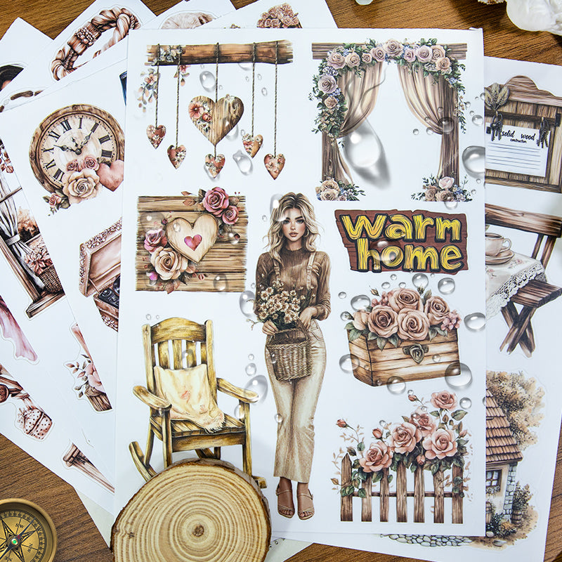 Fragrant Wood Moments - Collage Stickers | Cottagecore Kiss Cut Matte PET (20 Sheets)